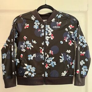 Adidas girls 10/12 navy floral jacket